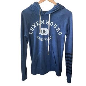 SUNDRY Hooded Pullover Womens Blue Cotton Blend Beachy Comfy Casual Hooded 2